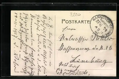 AK Alfeld, Teilansicht und die Siebenberge, Bahnpoststempel