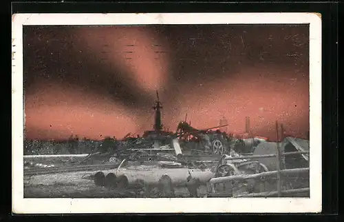 AK Neuengamme bei Hamburg, Erdgasquelle 1910 in Brand geraten, Explosion