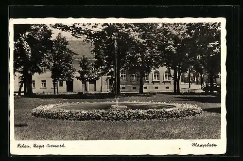 AK Rehau /Bayer. Ostmark., Maxplatz mit Springbrunnen