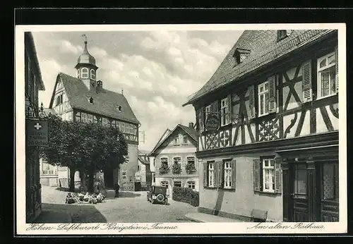 AK Königstein i. Taunus, Ausflügler am alten Rathaus