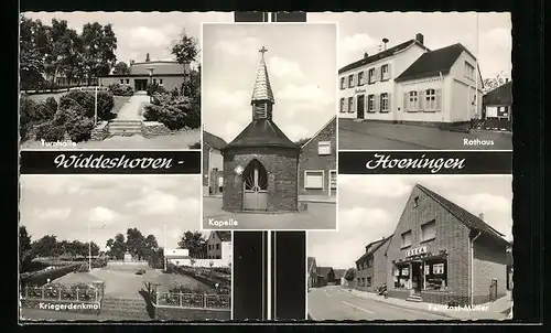 AK Widdeshoven-Hoeningen, Rathaus, Turnhalle und Kriegerdenkmal