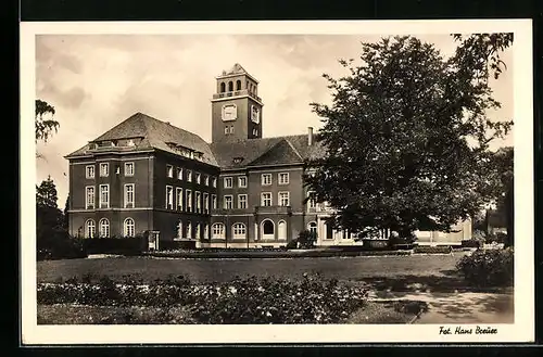 AK Hamburg-Bergedorf, Rathaus von der Parkseite gesehen