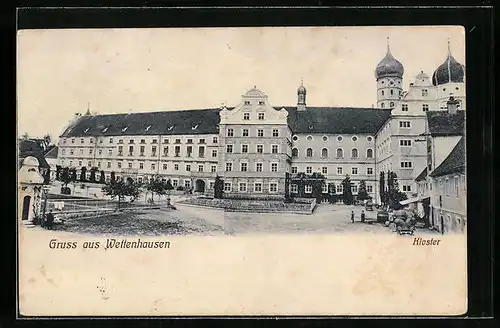 AK Wettenhausen, Kloster mit Passanten
