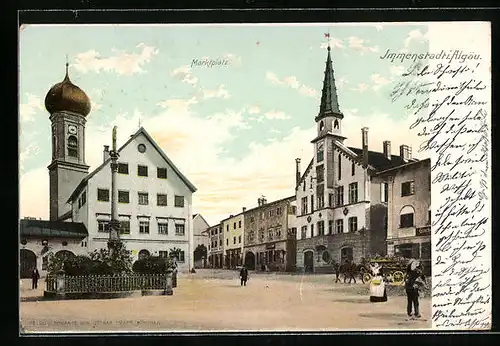 AK Immenstadt i. Allgäu, Marktplatz mit Rathaus