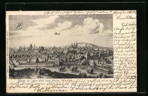 AK Alzey, Ortsansicht im Jahr 1645 nach Merian