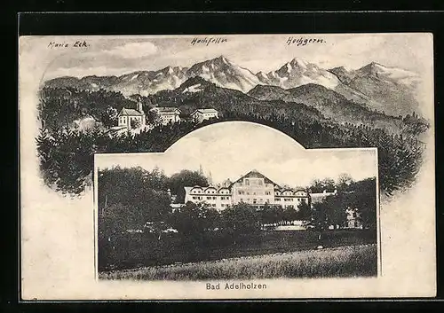 AK Bad Adelholzen, Ortsansicht mit Umgebung