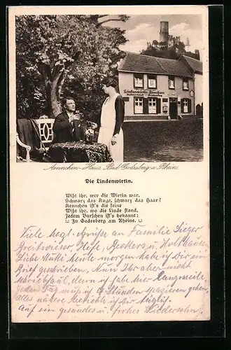 AK Bad Godesberg am Rhein, Gedicht Die Lindenwirtin