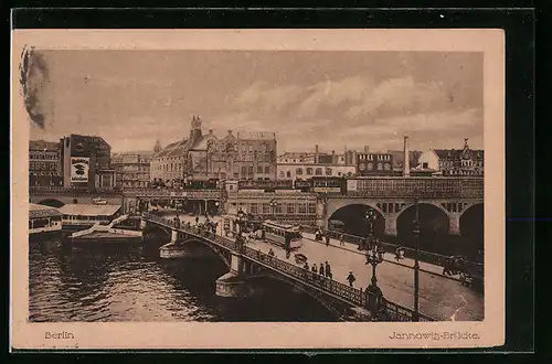 AK Berlin, Strassenbahn auf der Jannowitz-Brücke