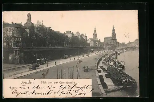 AK Dresden, Blick von der Carolabrücke