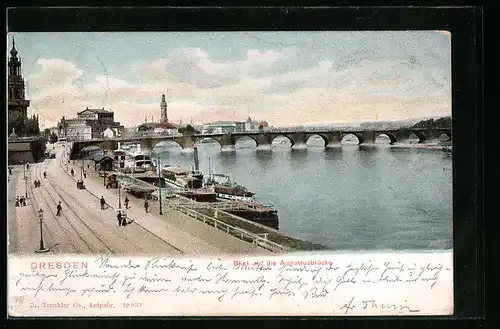 AK Dresden, Blick auf die Augustusbrücke