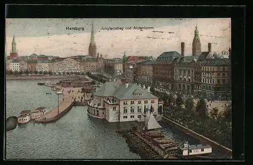 AK Hamburg-Neustadt, Jungfernstieg und Alsterturm