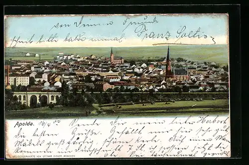 AK Apolda, Totalansicht aus der Vogelschau