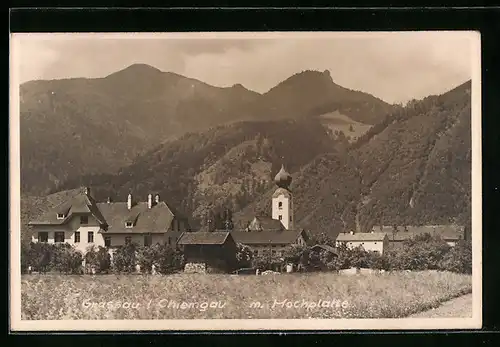 AK Grassau im Chiemgau, Teilansicht mit Hochplatte