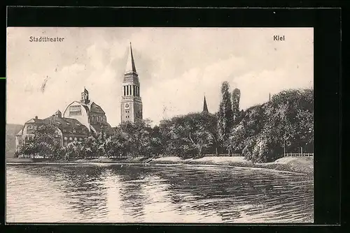 AK Kiel, Blick zum Stadttheater und Kirche