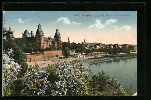 AK Aschaffenburg a. M., Blick vom Pompejanum