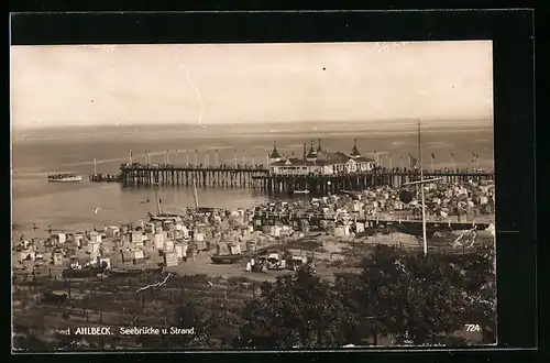 AK Ostseebad Ahlbeck, Seebrücke und Strand