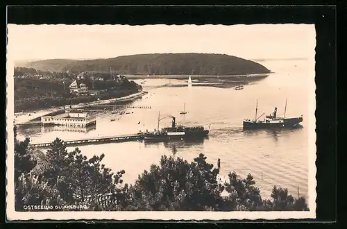 AK Ostseebad Glücksburg, Ortsansicht aus der Vogelschau