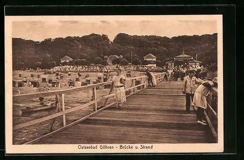AK Ostseebad Göhren, Brücke und Strand