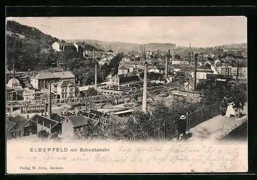 AK Elberfeld, Ortsansicht mit Schwebebahn