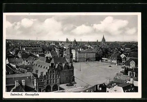 AK Dortmund, Hansaplatz aus der Vogelschau