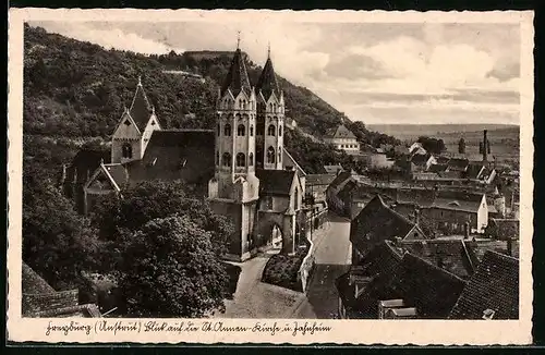 AK Freyburg (Unstrut), Blick auf die St. Annen-Kirche und Jahnheim