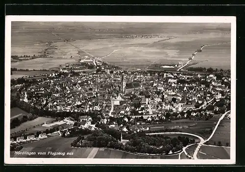 AK Nördlingen, Ortsansicht vom Flugzeug aus