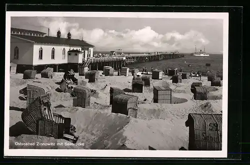 AK Ostseebad Zinnowitz, Blick zur Seebrücke