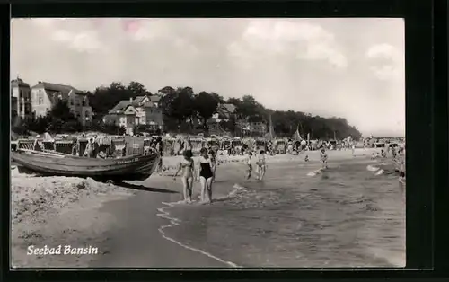 AK Ostseebad Bansin, Blick auf Strand und Hotels