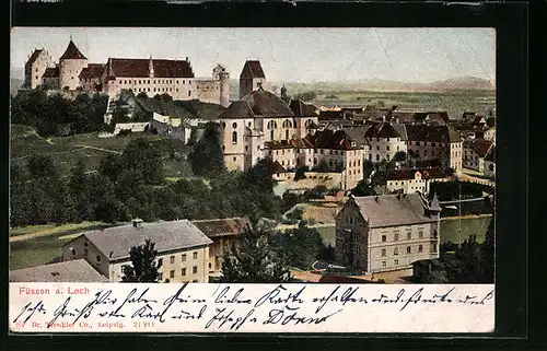 AK Füssen a. Lech, Ortsansicht mit Schloss