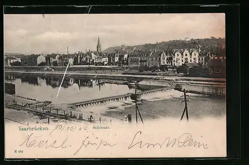 AK Saarbrücken, Schleuse aus der Vogelschau