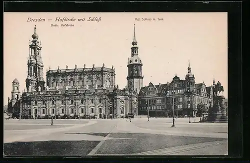 AK Dresden, Hofkirche mit Schloss