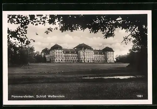 AK Pommersfelden, Blick zum Schloss Weissenstein