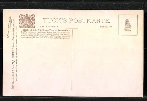 Künstler-AK Dinkelsbühl, Nördlinger Tor mit Stadtmühle