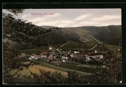 AK Beuron / Donautal, Totale vom Berg aus gesehen