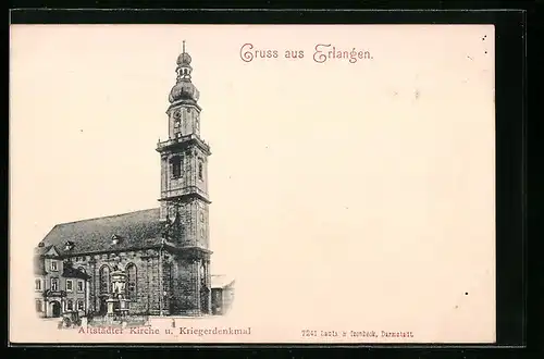 AK Erlangen, Altstsädter Kirche und Kriegerdenkmal