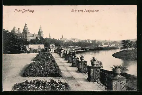 AK Aschaffenburg, Blick vom Pompejanum