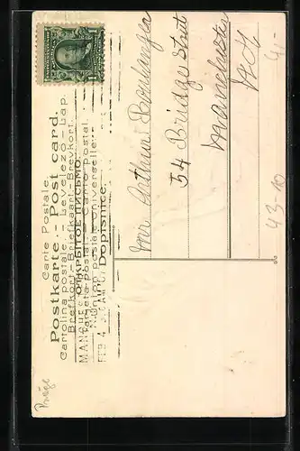 Präge-AK Mann flirtet mit einer jungen Frau