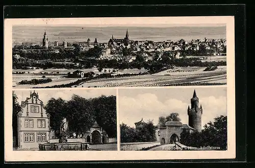 AK Friedberg i. H., Schloss, Adolfsturm, Gesamtansicht