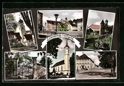 AK Leutkirch / Allgäu, Martinskirche, Postplatz, Dreifaltigkeitskirche