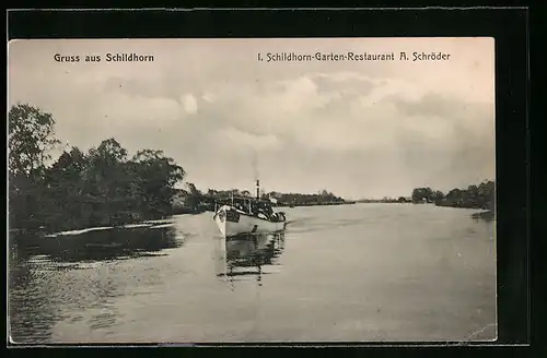 AK Berlin-Grunewald, Garten-Restaurant A. Schröder, Dampfer