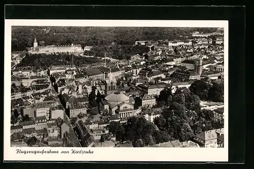 AK Karlsruhe, Gesamtansicht, Flugzeugaufnahme