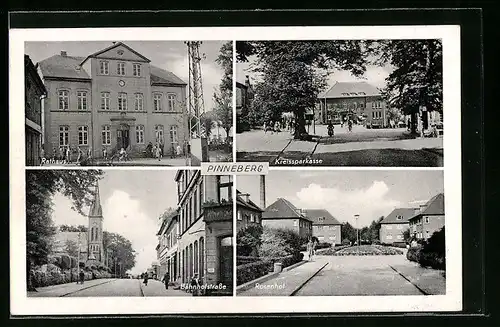 AK Pinneberg, Rathaus, Kreissparkasse, Bahnhofstrasse