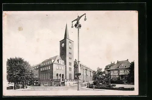 AK Wilkau-Hasslau i. Sa., Blick zum Rathaus