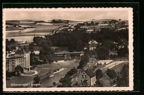 AK Silberstrasse i. Erzgeb., Totale aus der Vogelschau