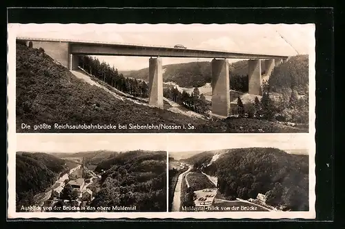 AK Siebenlehn / Nossen i. Sa., Reichsautobahnbrücke, Muldental-Blick