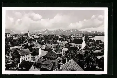 AK Mühldorf am Inn, Totale aus der Vogelschau