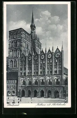 AK Stralsund, Rathaus mit Nikolaikirche