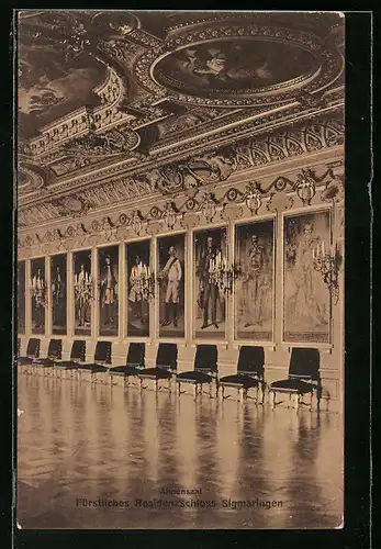 AK Sigmaringen, Fürstliches Residenzschloss, im Ahnensaal