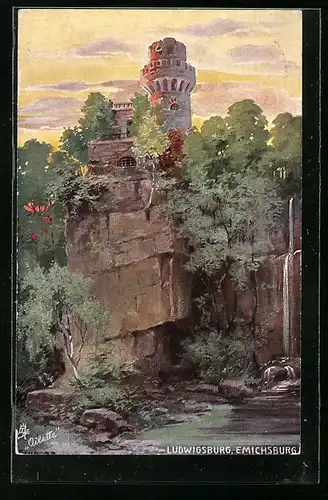 Künstler-AK Ludwigsburg, Blick zur Emichsburg