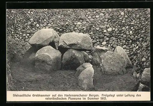 AK Hademarschen, steinzeitliche Grabkammer auf den Hademarschener Bergen